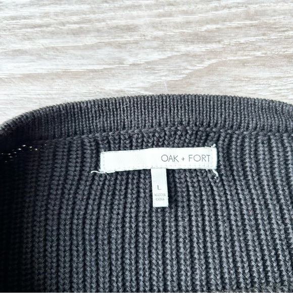 Oak+Fort Black Rib Knit Draped Sweater - Picture 6 of 12